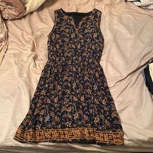Blue and orange paisley print dress